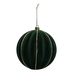 Boule de noël velour vert et or Ø100mm Feeric Light & Christmas