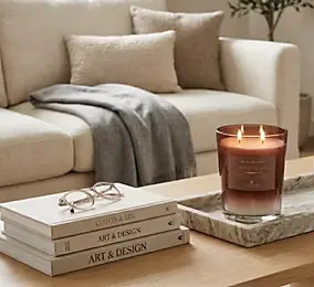 Bougie parfumée coton et lin en verre marron Atmosphera Alma 855 g
