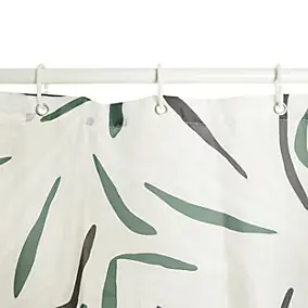 Rideau de douche l.180 x H.200 cm en polyester, motifs feuilles, 5Five Duo