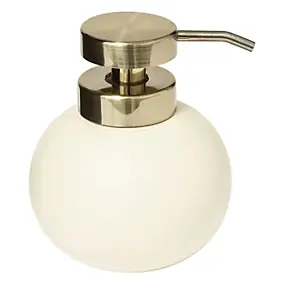 Distributeur de savon à pompe coloris ivoire et acier doré, 5Five Duo
