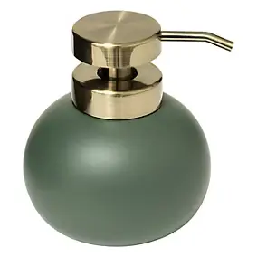 Distributeur de savon à pompe coloris vert ficus et acier doré, 5Five Duo