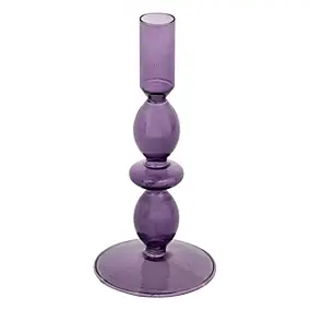 Bougeoir chandelier en verre Deep purple violet H.19cm Atmosphera