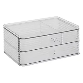 Organiseur 2 tiroirs rangement salle de bains l.16 x H.10,5 x P.23,3 cm, 5Five Simply Smart Plastor
