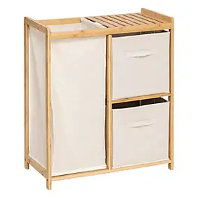 Etagère de salle de bain bambou avec panier à linge, Five Simply Smart Tidy Box