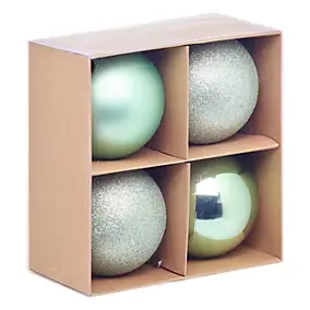 Assortiment boules de noël vert clair lisse et paillétées ∅100mm Feeric Light & Christmas - 4 pièces