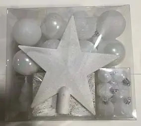 Pack boules de noël avec étoile blanc Feeric Light & Christmas - 44 pièces