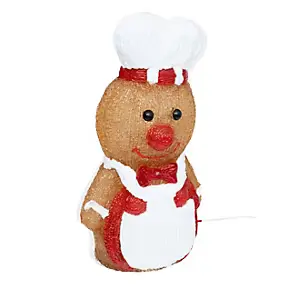 Bonhomme pain d'épice lumineux marron et rouge led blanc 28,5cm Feeric Light & Christmas