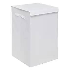 Panier à linge tissu blanc 74 L l.36,5 x H.60 x P.37,5 cm, 5Five Simply Smart