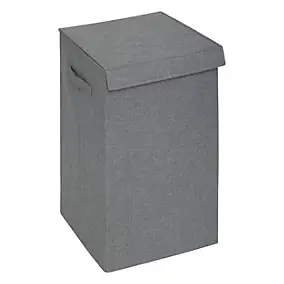 Panier à linge tissu gris 74 L l.36,5 x H.60 x P.37,5 cm, 5Five Simply Smart
