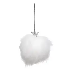 Boule de noël en peluche blanche avec couronne argenté Ø80mm Feeric Light & Christmas
