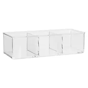 Boîte de rangement coton avec couvercle, plastique transparent, l.9,5cm x H.8,3cm x P. 22,8cm, Five Simply Smart Selena