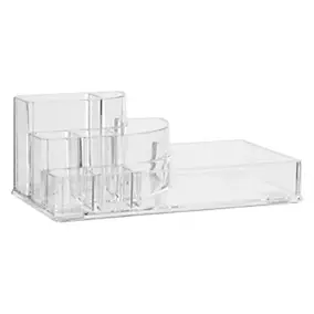 Organisateur de salle de bain transparent, l.6,6 x H.9,4 x P.17,3cm, Five Simply Smart Selena