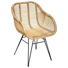 Fauteuil en rotin et acier Atmosphera Koeta beige