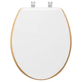 Abattant WC à fermeture silencieuse blanc et aspect bois, 5Five Modern