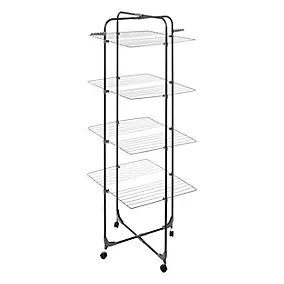 Étendoir à linge tour sur roulettes, 40 m d'étendage, noir, Mojave, 5Five