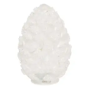Décoration de noël verre pomme de pin blanc 18cm Feeric Light & Christmas