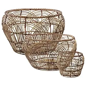 Panier de rangement rond rotin Veronica coloris naturel vendu par 3 pièces