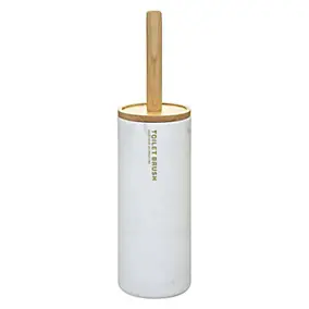 Brosse WC et pot effet marbre blanc Ø10,2 x H.37,5 cm, 5Five Simply Smart Léa