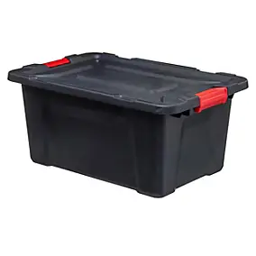 Bac de rangement en plastique noir Store N' Lock 55 L