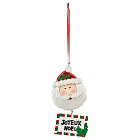 Figurine père Noël à suspendre avec pancarte H 10 cm