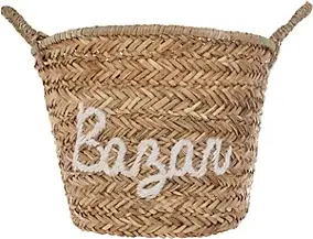 Panier de rangement rond avec poignées Bazar 12 L beige