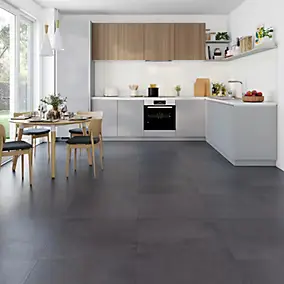 Carrelage sol et mur intérieur effet béton anthracite L.60 x l.60 cm x ép.10 mm, Newport