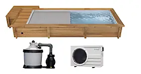 Piscine hors sol urbaine Mypool 6.00 x 2.50 x H 1.33 m + couverture automatique et coffre bois