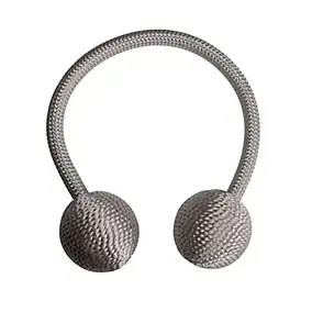 Embrasse à rideaux à rideaux nouage 2 billes gris galet polyester ⌀3,5 x L.23 cm