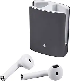 Ecouteurs connectés Bluetooth boîtier gris