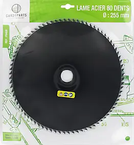 Lame acier 80 dents 25 cm ø25,4 mm pour débroussailleuse