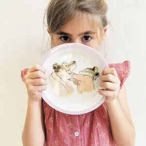 Assiette bébé ernest et célestine rose (18 cm)