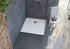 Receveur de douche 90 x 90 cm, recoupable, blanc, Allibert Karbon