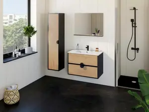 Ensemble meuble L. 80 cm + vasque + miroir "Solea"
