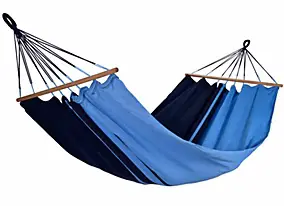 Hamac suspendu Graphik Jobek L. 300 cm x l. 140 cm bleu