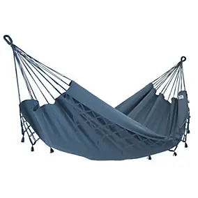 Hamac suspendu Traditionnel Kocon anthracite à franges 340 x 140 cm Jobek