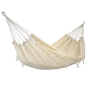 Hamac suspendu Traditionnel Kocon écru à franges 340 x 140 cm Jobek