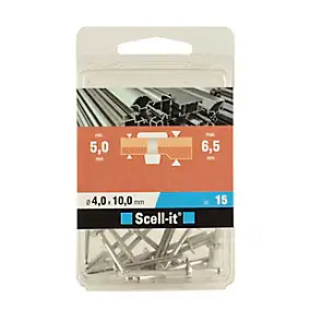Rivet aveugle tête plate aluminium 4,0 x 10 mm, 15 pièces