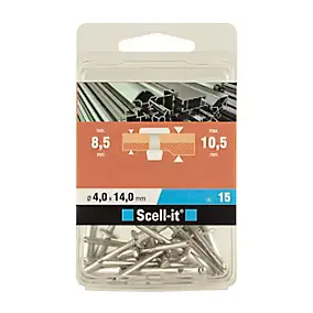 Rivet aveugle tête plate aluminium 4,0 x 14 mm, 15 pièces