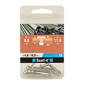 Rivet aveugle tête plate aluminium 4,8 x 16 mm, 15 pièces