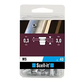 Ecrou aveugle M5 tête plate, 40 pièces