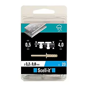 Rivet ø9.2 x 9 mm tête plate charge max 300kg, 20 pièces