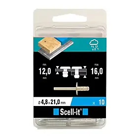 Rivet ø4.8 x 21 mm tête large charge max 300kg, 10 pièces