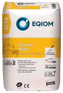 Ciment blanc, tous travaux de maçonnerie, sac de 25 kg