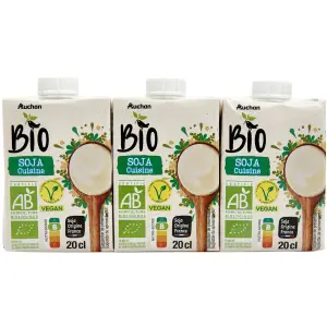 AUCHAN BIO Soja cuisine en brique 3x20cl