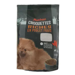 AUCHAN Croquettes riche en poulet frais avec de l'huile de poisson pour chiot 1,5kg