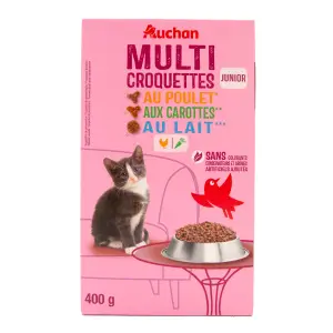 AUCHAN Multi croquettes au poulet carottes et lait pour chaton 400g