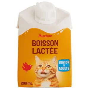 AUCHAN Boisson lactée pour chat junior & adulte 200ml