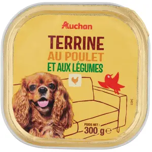 BARQUETTE DE TERRINE POUR CHIEN AU POULET ET AUX LÉGUMES AUCHAN