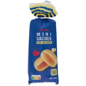 AUCHAN Mini gâches pur beurre 8 gâches 360g