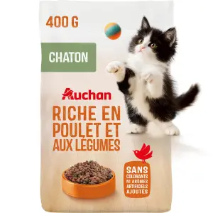 AUCHAN Croquettes au poulet et aux légumes pour chaton 400g